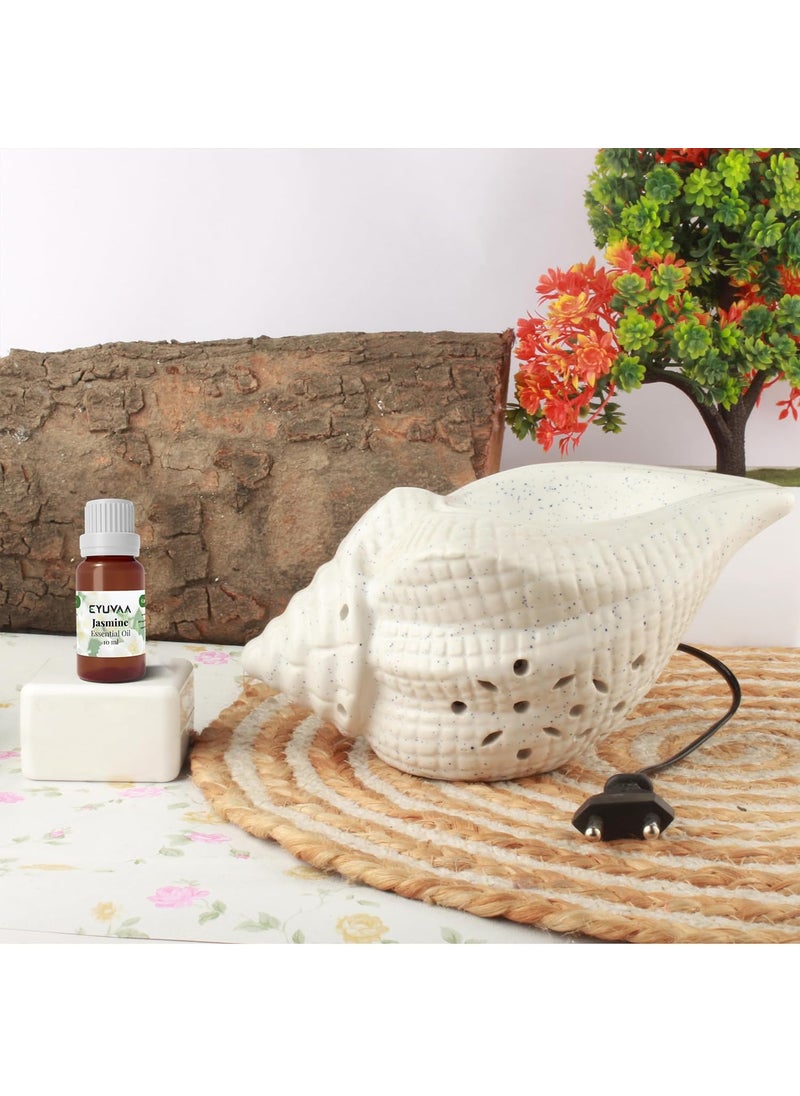 DECOVAA Shank Shape Aromatherapy Electric Aroma Diffuser for Home Decor and Fragrance Essential Oil DiffuserAroma Oil Burner Ceramic Diffuser lamp with 10 Ml Aroma Oil Jasmine Fragrance