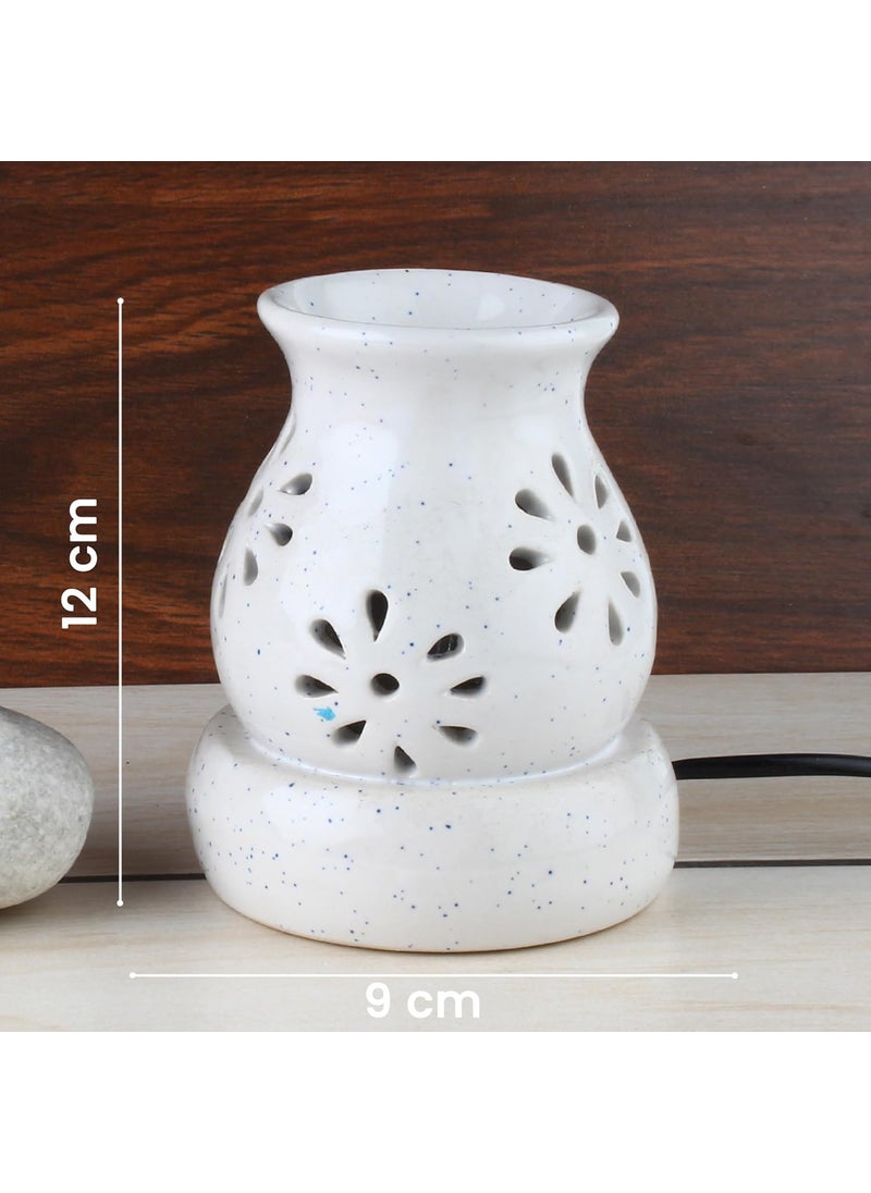DECOVAA Electric Makti Shape Ceramic Aroma DiffuserAromatherapy DiffuserEssential Oil DiffuserNight Lamp Electric Diffuser for Home Fragrances with 10 Ml Aroma Oil Lavender Fragrance White