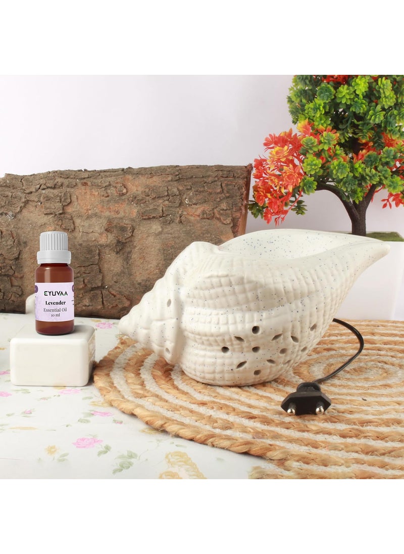 DECOVAA Shank Shape Aromatherapy Electric Aroma Diffuser for Home Decor and Fragrance Essential Oil DiffuserAroma Oil Burner Ceramic Diffuser lamp with 10 Ml Aroma Oil Lavender Fragrance