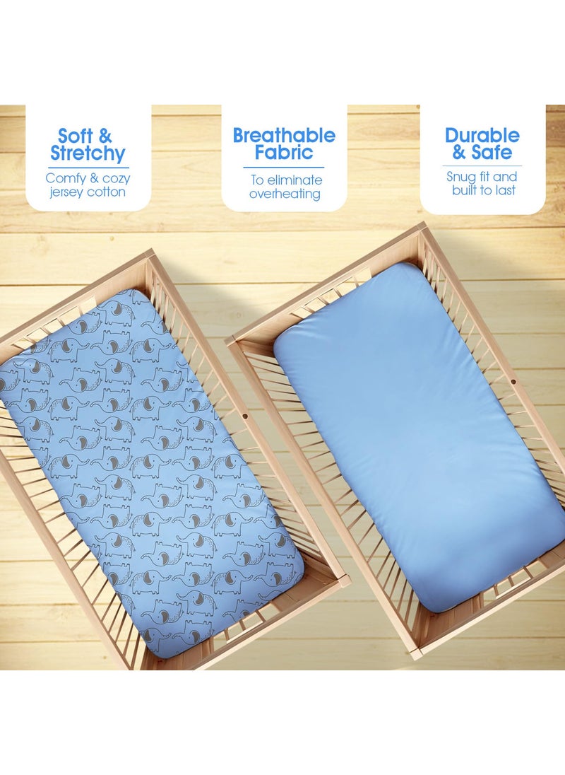 BODYCOMFY Baby Fitted Crib Sheet 100 Jersey Cotton 70 140 CM 2 Pack Super Soft and Cozy Crib Cover Set for Toddler Mattress Crib Bedsheet for Boys Girls