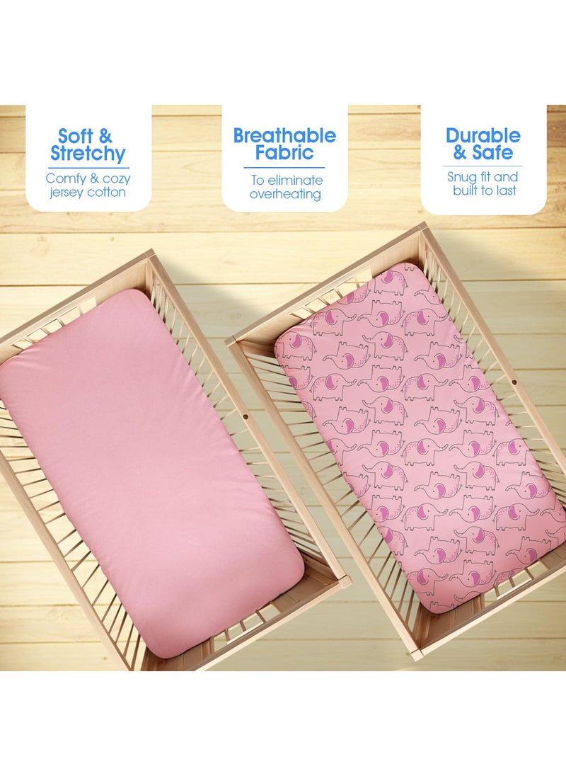 BODYCOMFY Baby Fitted Crib Sheet 100 Jersey Cotton 70 140 CM 2 Pack Super Soft and Cozy Crib Cover Set for Toddler Mattress Crib Bedsheet for Boys Girls