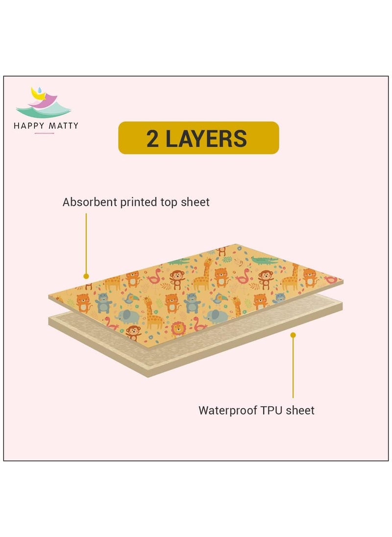 Happy Matty Babys Extra Absorbent Quick Dry Sheet Playmat Waterproof Reusable Washable Comfortable Mattress Crib Protector Pack of 2 Medium 50X70 Crib Sheet 140X100