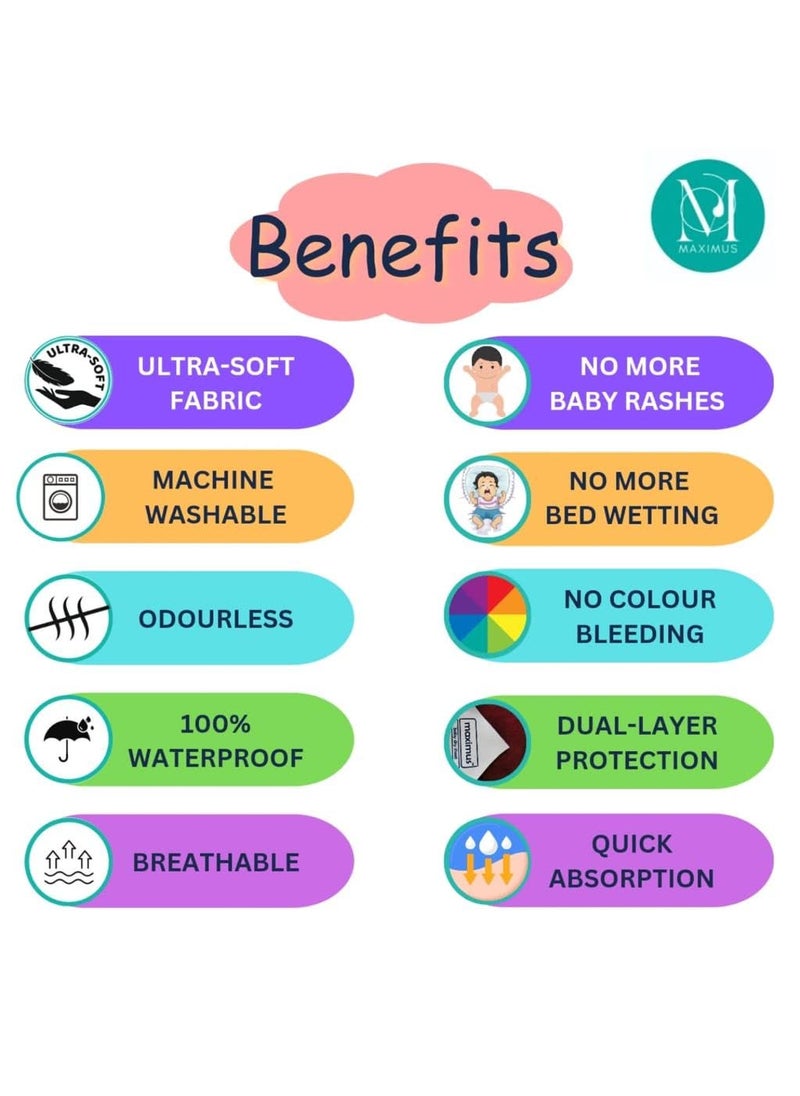 Maximus Baby Waterproof Quick Dry Sheet for Baby Baby Bed Protector Sheet for toddler Children Bed Pad Large 140cm x 100cm Purple