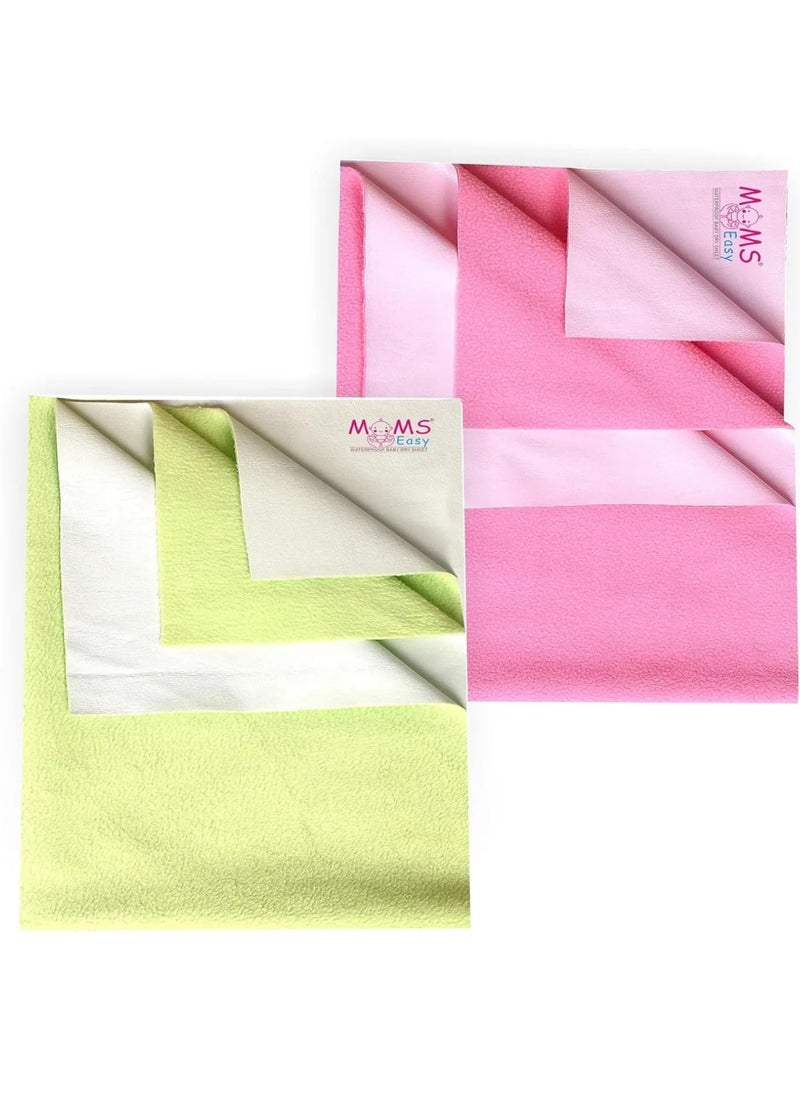 MOMSEASY New Born Baby Waterproof Bedsheet Oil Cloth Waterproof Baby Baby Drysheet with Ultra Absorbance and Small Baby Products All ComboGreen Pink Large 140x100 cm
