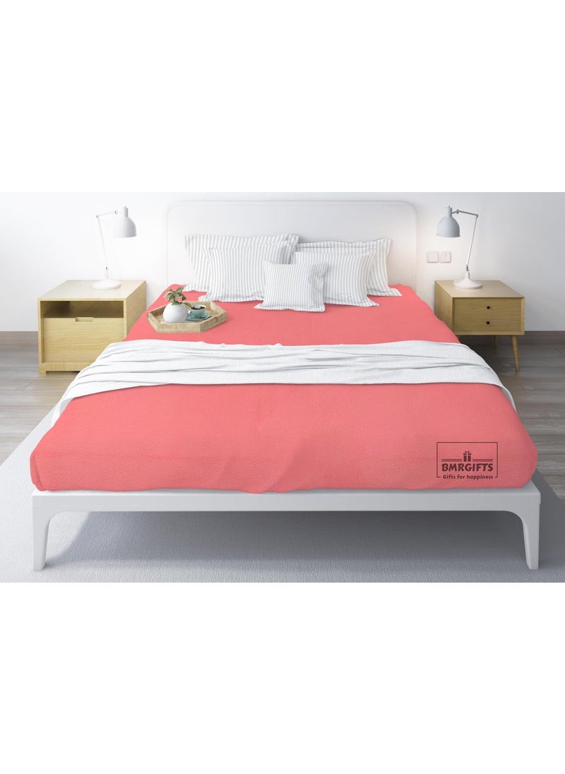 BMRGIFTS Cotton Extra Absorbent Waterproof Quick Dry Sheet for Baby Washable Mattress Protector Bed Protector Sheet for Toddler Children Pack of 2 Double Bed Size 208x230 cm Pink Light Pink