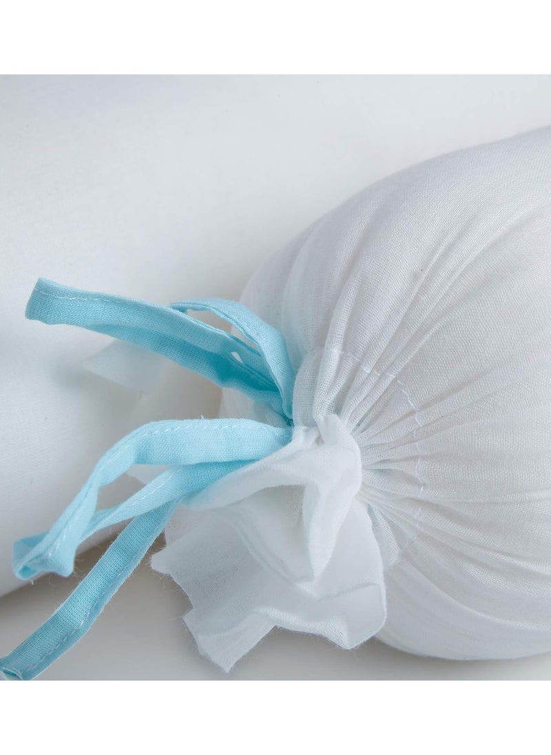 The White Cradle Cot Pillow 2 Bolsters Set with Fillers Organic Cotton Fabric Protective Comfort Softest Fiber Filling White