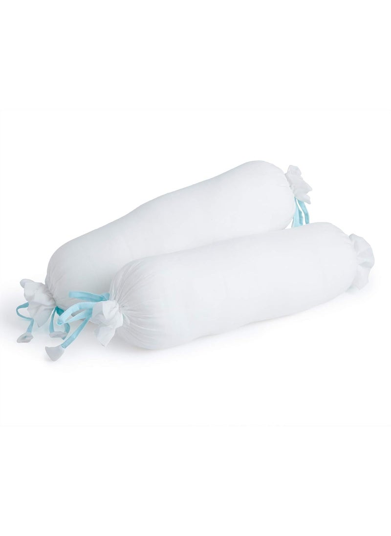 The White Cradle Cot Pillow 2 Bolsters Set with Fillers Organic Cotton Fabric Protective Comfort Softest Fiber Filling White