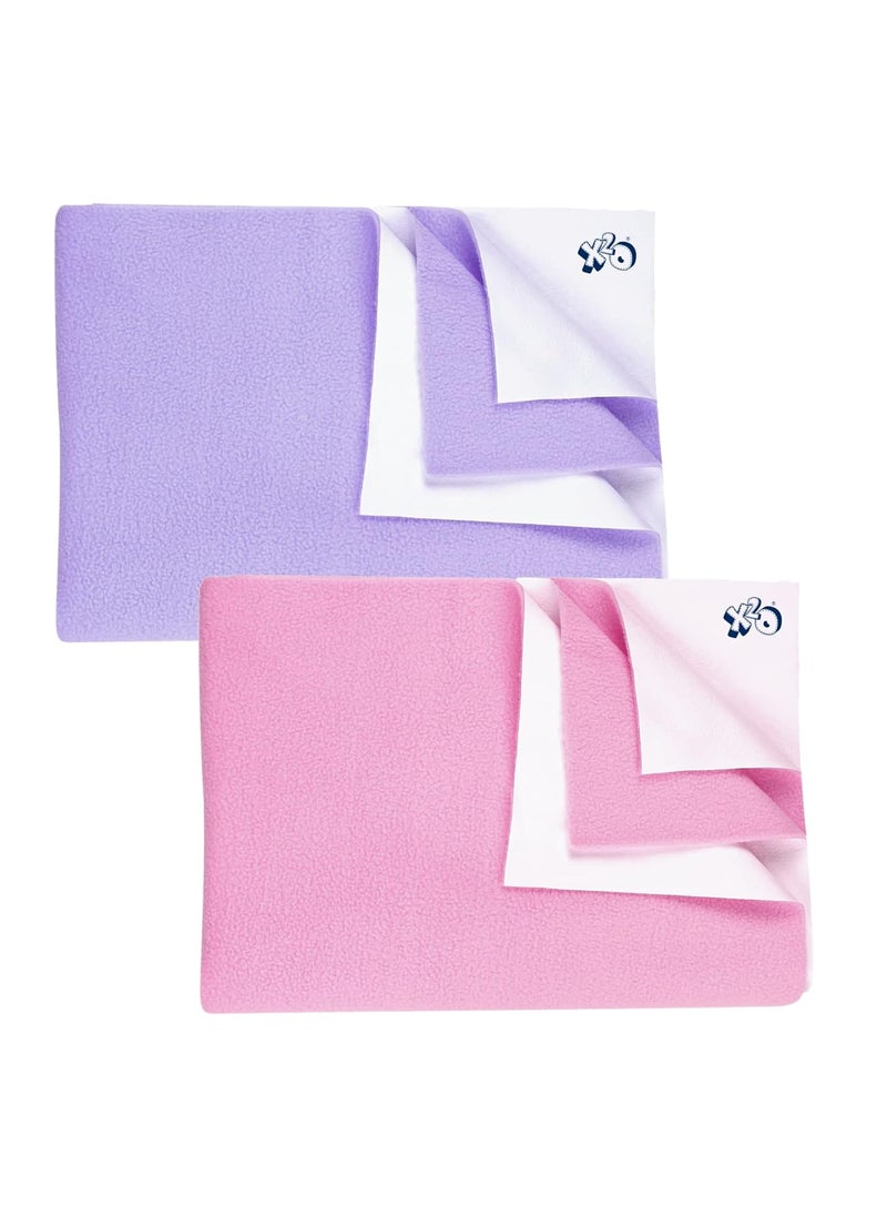 x2o Waterpoof Quick Dry Baby Sheets Made with Soft and Skin Friendly Fleece FabricPink x2Pack of 270x100 cms