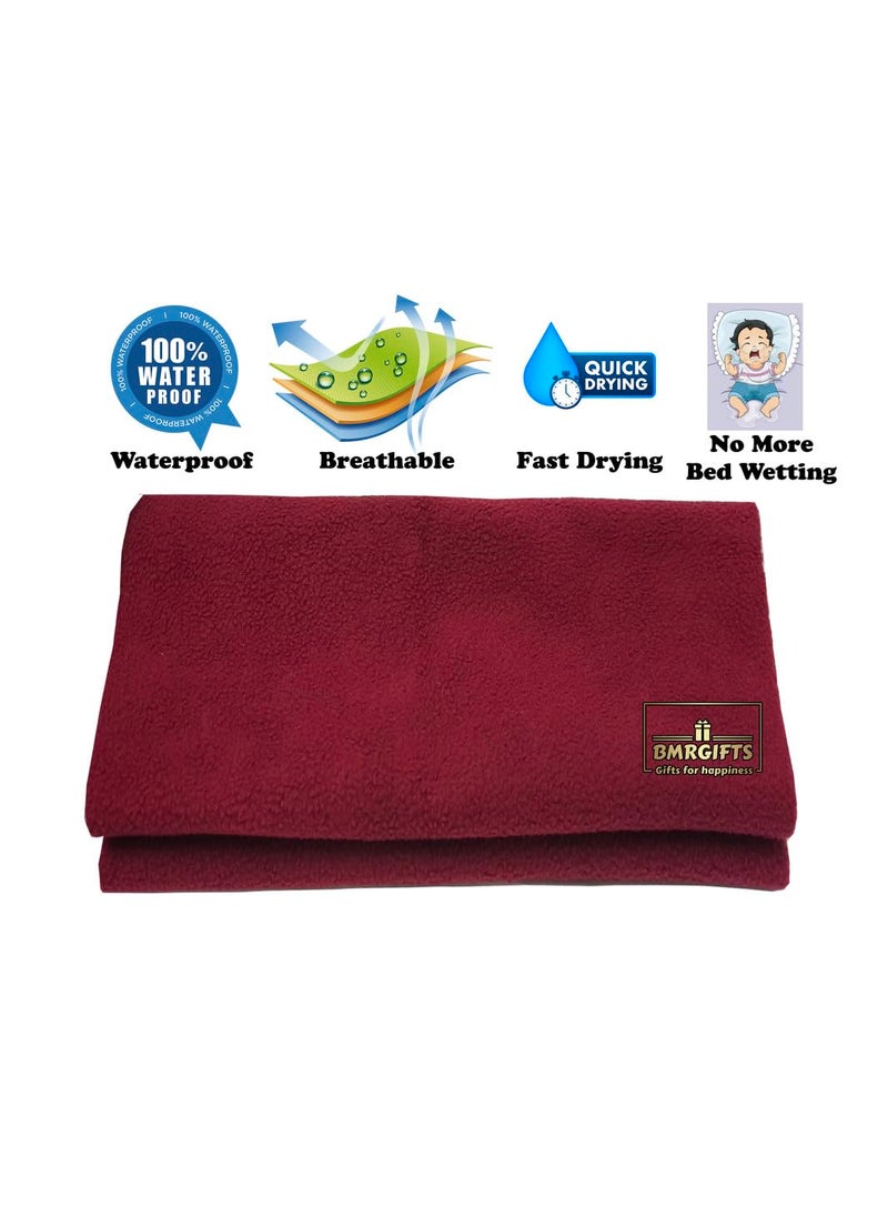 BMRGIFTS Cotton Extra Absorbent Waterproof Quick Dry Sheet for Baby Washable Bed Mattress Protector Sheet for Toddler Children Pack of 3 Single Bed Size 140x220 cm Baby Pink Royal Blue Mehroon