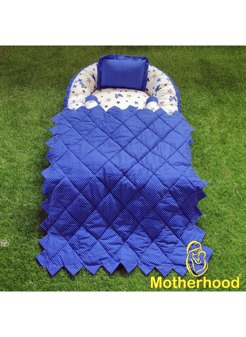MOTHERHOOD Baby Nest Bed with 3 pc Baby Pillow and 1 Large Baby Blanket Luxury UltraSoft Comfortable Baby Mattress Bed Sleeper Bedding Set coSleeper for Newborn to Toddlers Blue