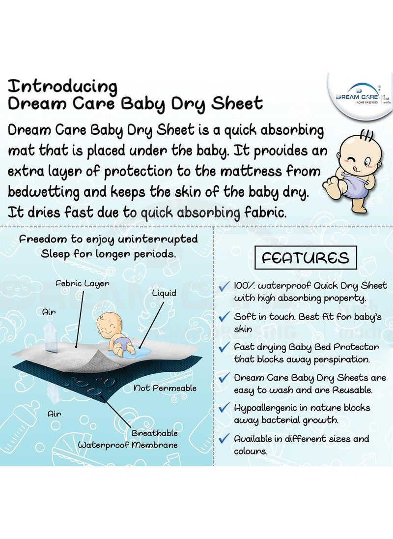 Dream King Waterproof Quick Dry Sheet for Baby Bed Pad AntiPiling Fleece Extra Absorbent Washable Matress Protector Baby Bed Protector Size Large 140X100 Cm Yellow