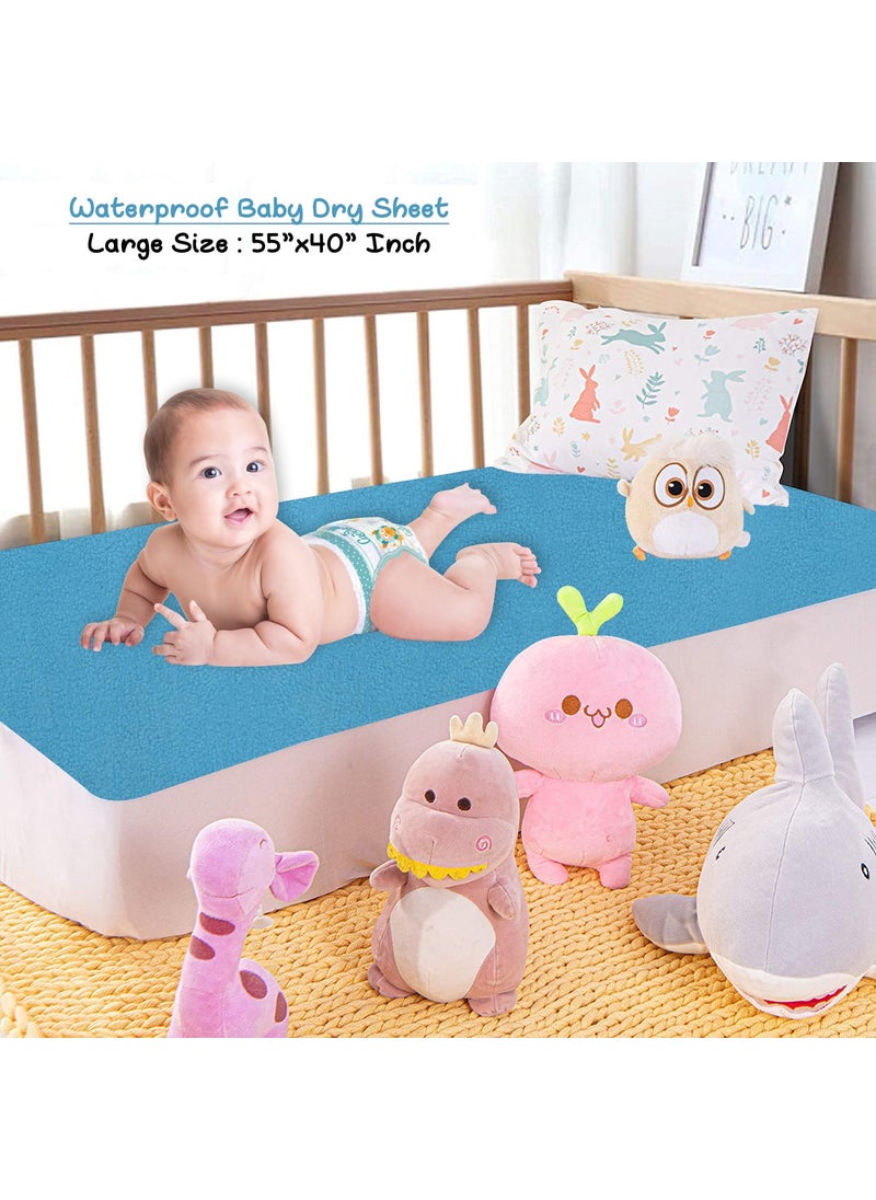 Dream King Waterproof Quick Dry Sheet for Baby Bed Pad AntiPiling Fleece Extra Absorbent Washable Matress Protector Baby Bed Protector Size Large 140X100 Cm Peacock Blue