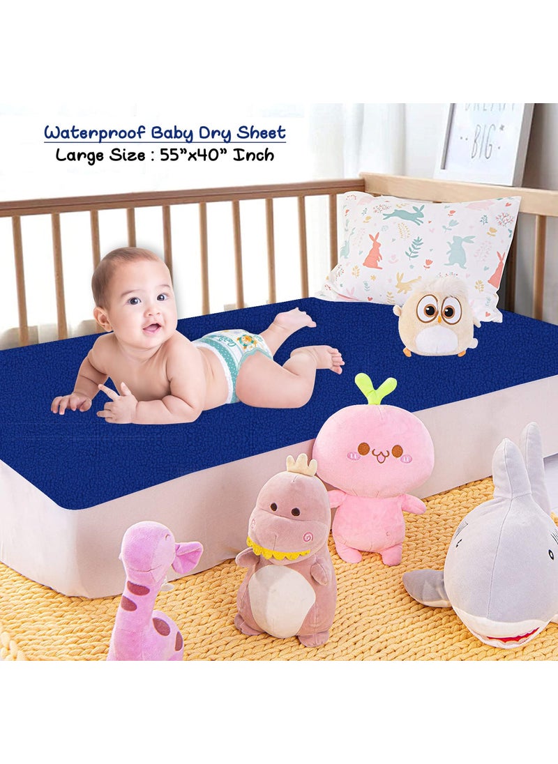 Dream King Waterproof Quick Dry Sheet for Baby Bed Pad AntiPiling Fleece Extra Absorbent Washable Matress Protector Baby Bed Protector Size Large 140X100 Cm Royal Blue