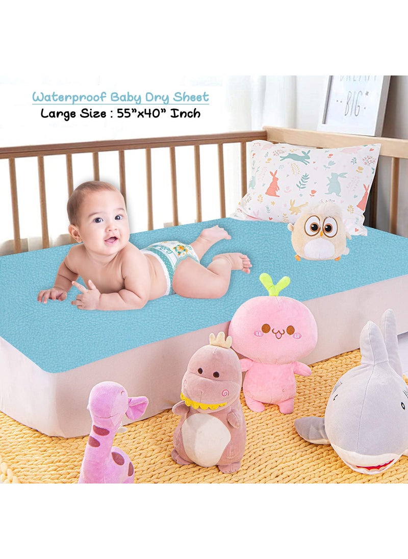 Dream King Waterproof Quick Dry Sheet for Baby Bed Pad AntiPiling Fleece Extra Absorbent Washable Matress Protector Baby Bed Protector Size Large 140X100 Cm Baby Blue