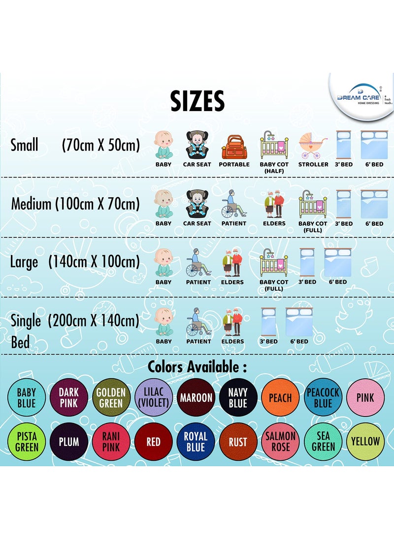 Dream King Waterproof Quick Dry Sheet for Baby Bed Pad AntiPiling Fleece Extra Absorbent Washable Matress Protector Baby Bed Protector Size Large 140X100 Cm Plum