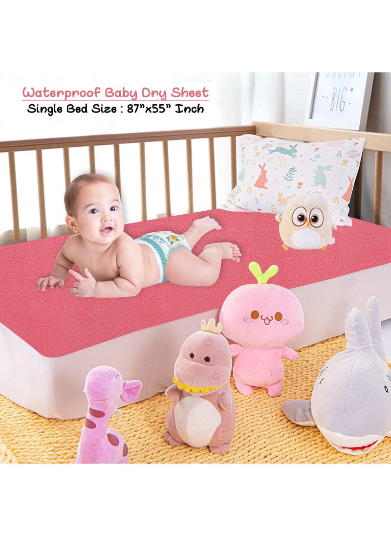 Dream King Waterproof Quick Dry Sheet for Baby Bed Pad AntiPiling Fleece Extra Absorbent Washable Matress Protector Baby Bed Protector Size Large 140X100 Cm Salmon Rose