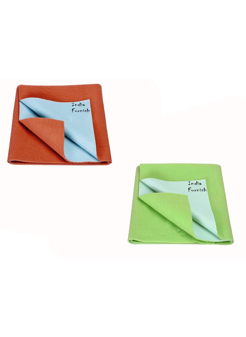 India Furnish Waterproof Baby Care Dry Sheet Bed Protector Green Rust Xtra Large 200cm X 140cm Pack of 2