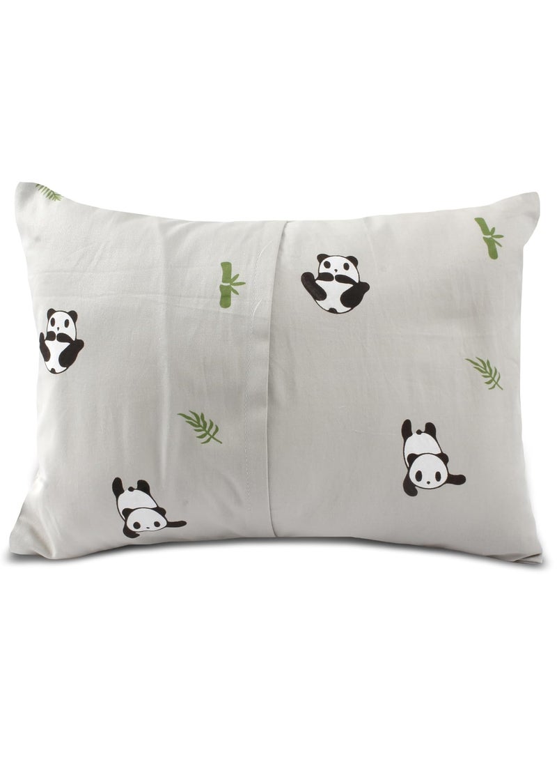The White Cradle Cot Pillow 2 Bolsters Set with Fillers Organic Cotton Fabric Softest Fiber Filling Protective Comfort Grey Panda