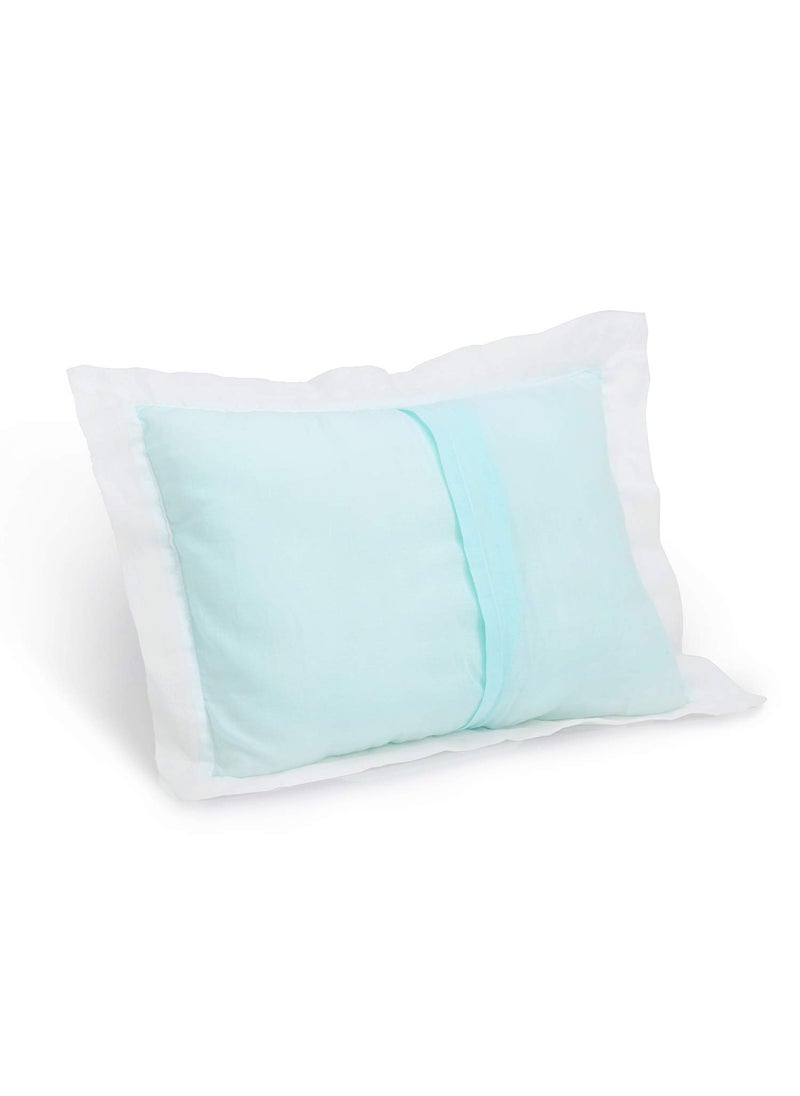 The White Cradle Cot Pillow 2 Bolsters Set with Fillers Organic Cotton Fabric Protective Comfort Softest Fiber Filling Solid Blue