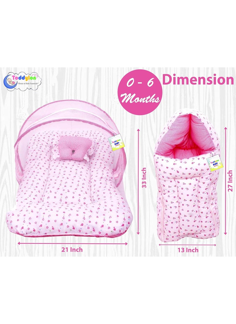 Toddylon Baby Bed New Born Baby Bedding Set Mattress Sleeping Bag Mosquito Net Cotton Baby Bed Infants Carry Nest Essentials 06 Months 2PCS Set