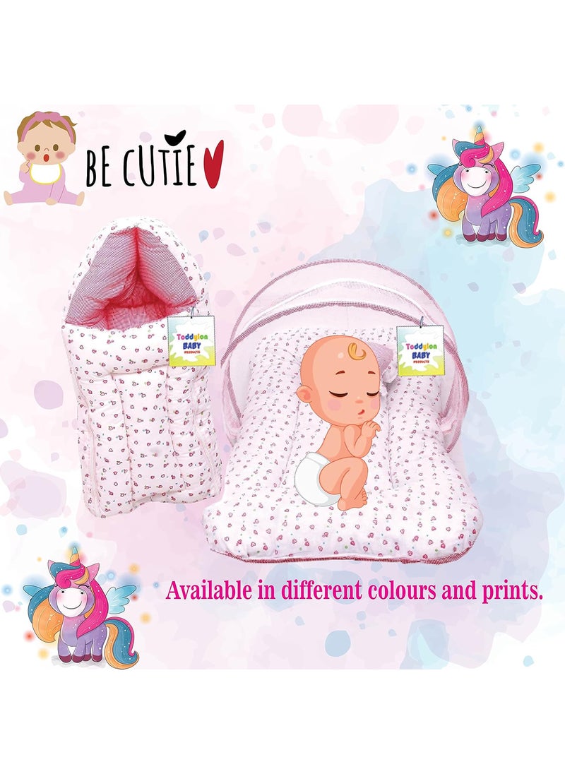 Toddylon Baby Bed New Born Baby Bedding Set Mattress Sleeping Bag Mosquito Net Cotton Baby Bed Infants Carry Nest Essentials 06 Months 2PCS Set