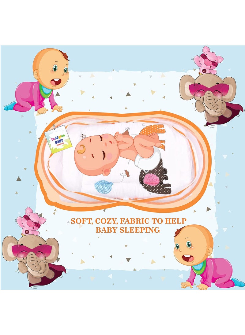 Toddylon Baby Bedding Set New Born Baby Bed Sleeping Bag Mattress Mosquito Net Insect Protector Portable Bassinet Infants Carry Bed 06 Months Orange 2PCS Set