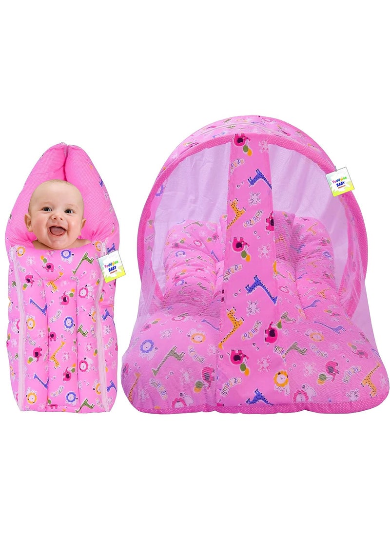 Toddylon Baby Bedding Set New Born Baby Bed Mattress Mosquito Net Sleeping Bag Essentials Carry Bag Cotton Combo Infant beds Products 06 Months 2PCS Set