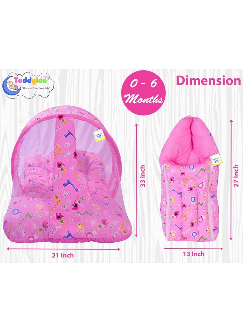 Toddylon Baby Bedding Set New Born Baby Bed Mattress Mosquito Net Sleeping Bag Essentials Carry Bag Cotton Combo Infant beds Products 06 Months 2PCS Set