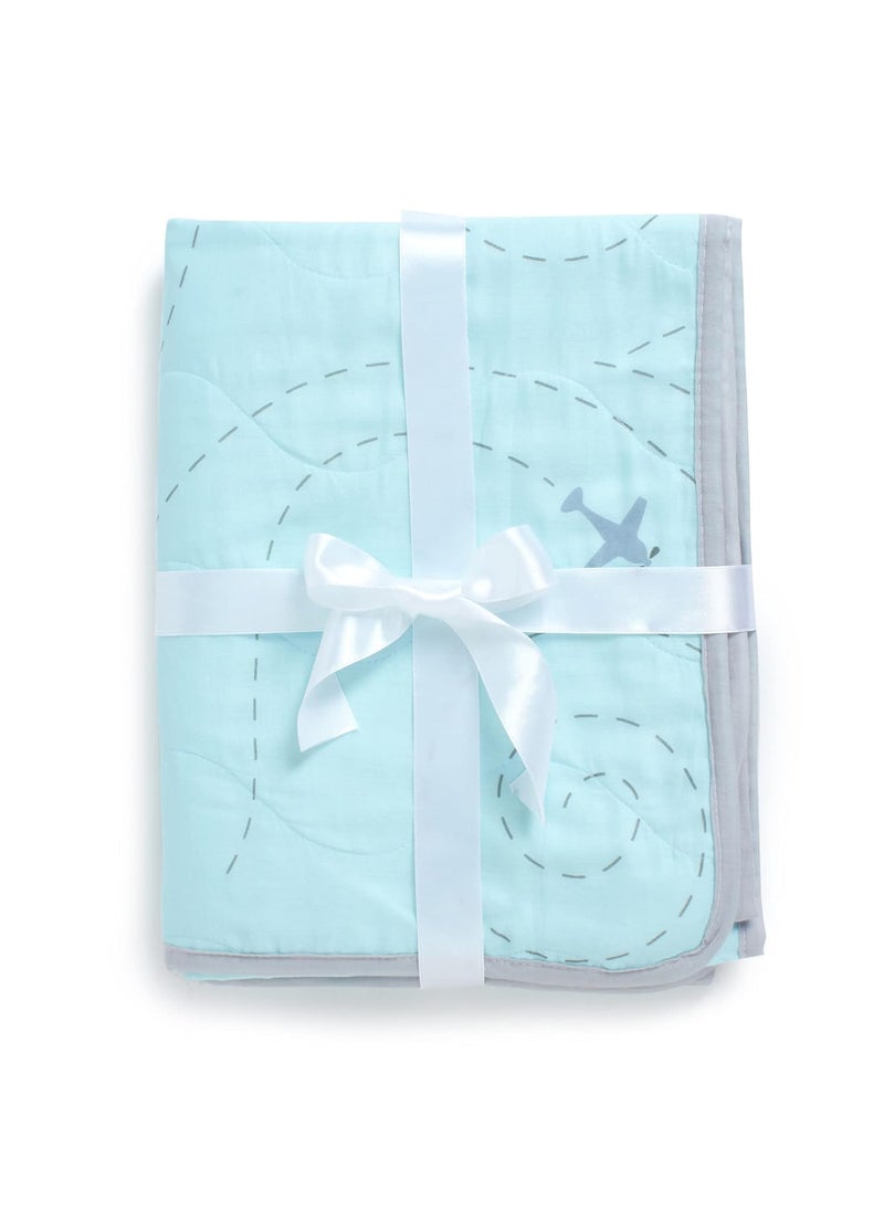 The White Cradle Organic Cotton Softest Baby DoharBlanketQuilt for CribCotBed Specially for Your Childs Safety Reversible Printed Muslin 38 x 48 inch Aeroplane