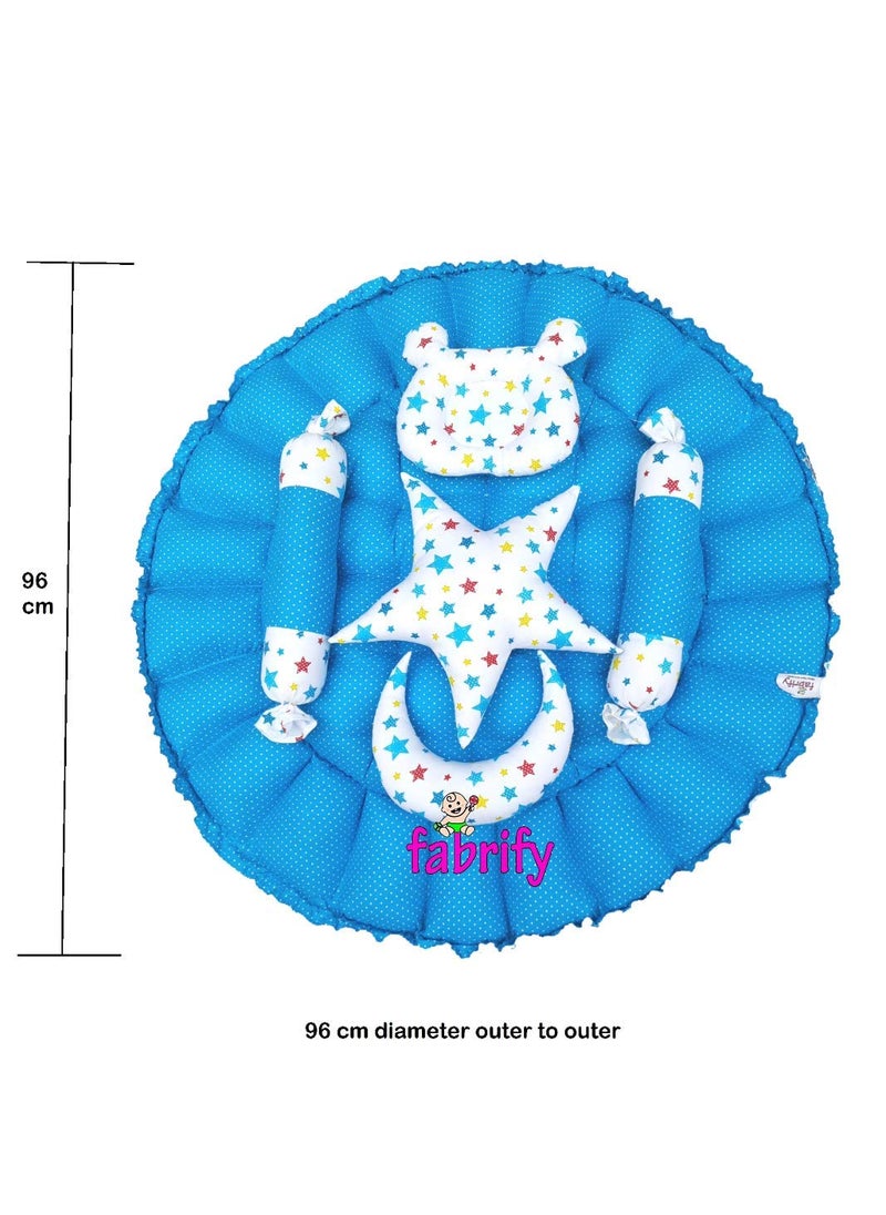 Fabrify Baby Reversible Bedding Set Cum Mattress with 5 Multi Shape Pillows for Newborn to Toddlers Multi Colour