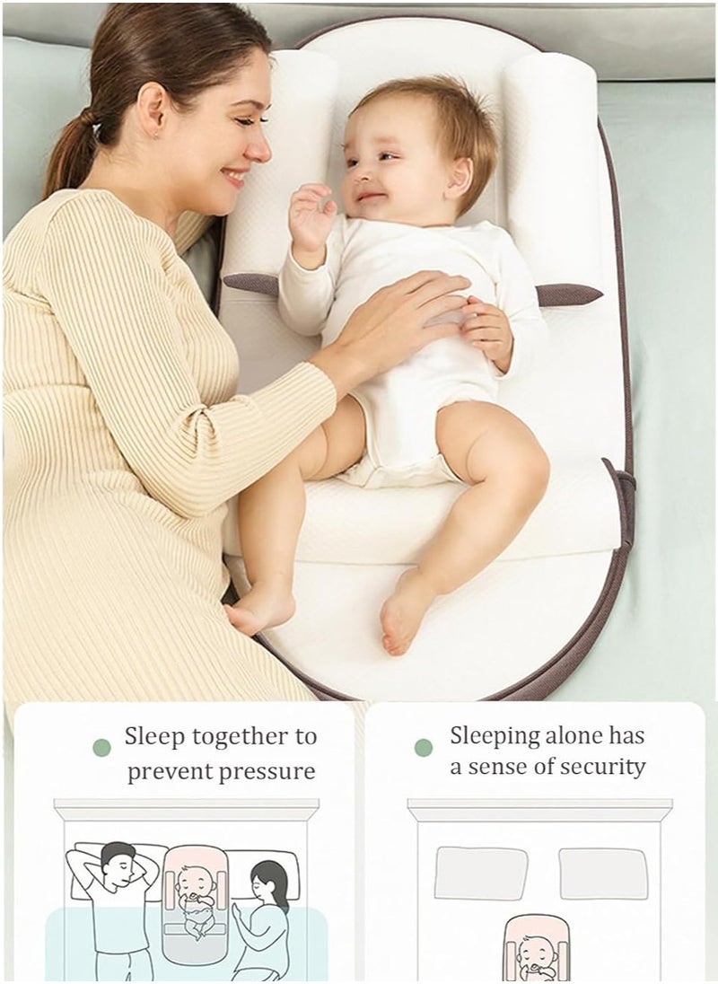 Baby Lounger, Infant Travel Bed, Baby Sleeping Nest, Adjustable Nursing Crib Wedge Pillow, Anti-Reflux, 0-30° Height Adjustable, Relieves Colic & Vomiting, Side Rails (Grey)