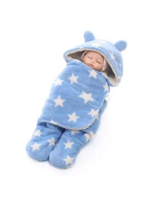 First Kick New Born Sleeping Bag Combo Pack of Super Soft Wearable Baby Wrapper Durable Polyester Cum Baby Sleeping Bag for Baby Boys Baby Girls Babies 76cm x 70cm 06 Months Pack of 2 Pink Blue