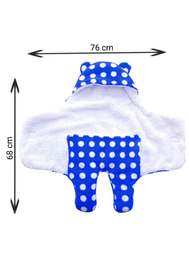 First Kick New Born Sleeping Bag Combo Pack of Super Soft Wearable Baby Wrapper Durable Fleece Polyester Cum Baby Sleeping Bag for Baby Boys Girls 76cm x 70cm 06 Months Pack of 2 Red Blue