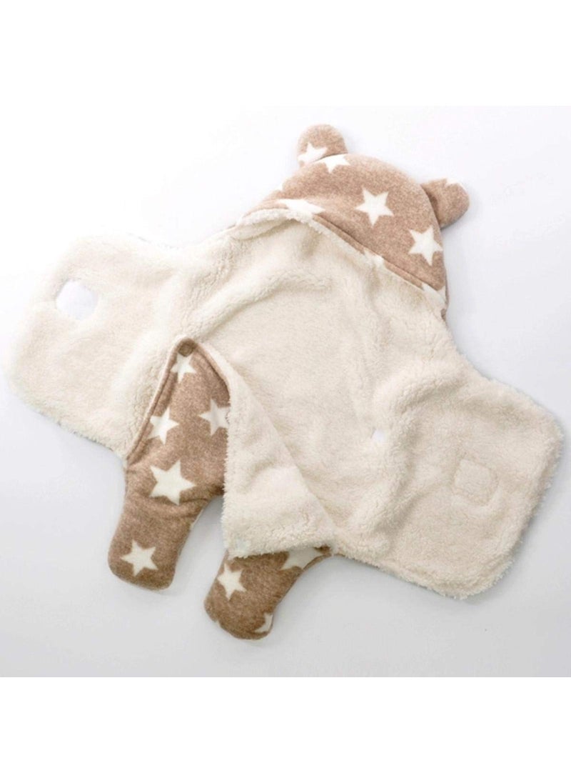 First Kick New Born Sleeping Bag Combo Pack of Super Soft Wearable Baby Wrapper Durable Fleece Polyester Cum Baby Sleeping Bag BoysGirls 76cm x 70cm 06 Months Pack of 2 Stars Beige Pink