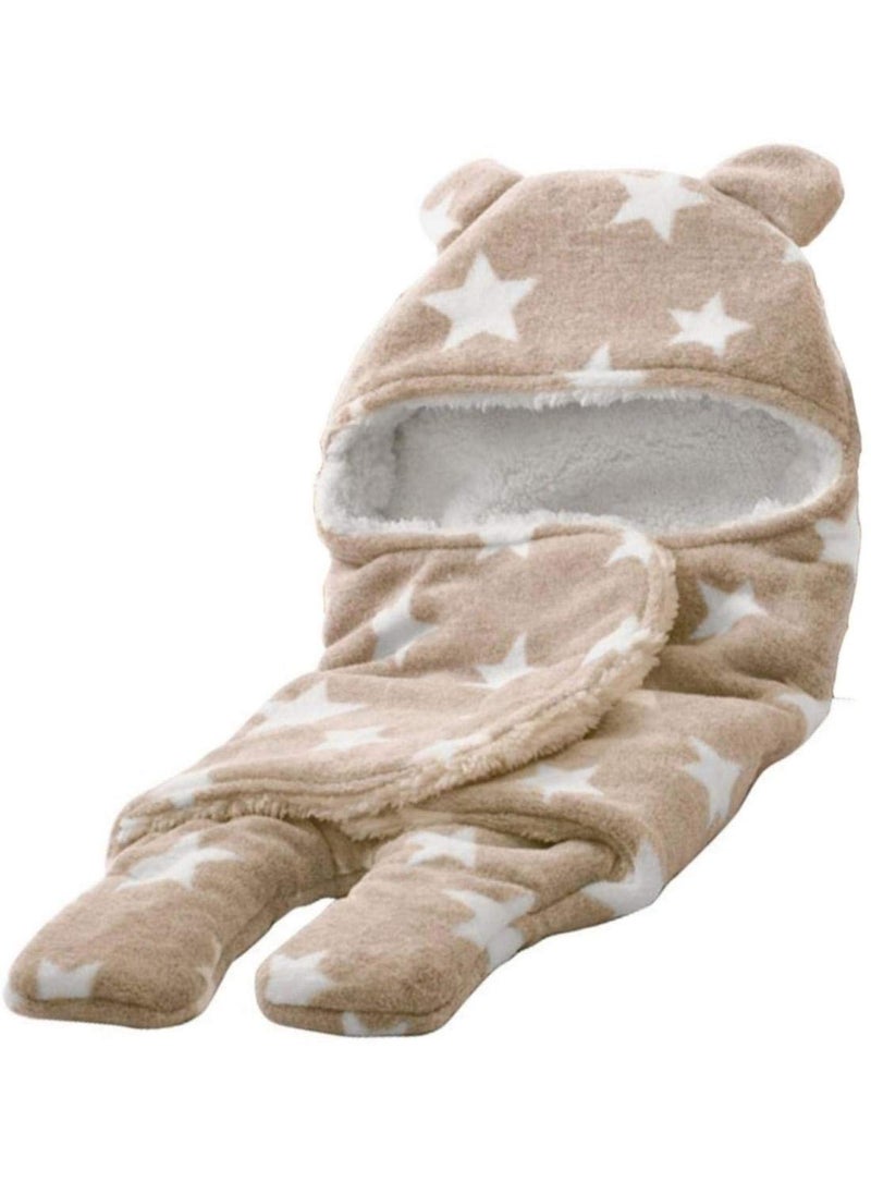 First Kick New Born Sleeping Bag Combo Pack of Super Soft Wearable Baby Wrapper Durable Fleece Polyester Cum Baby Sleeping Bag for Baby Boys Girls 76cm x 70cm 06 Months Pack of 2 Grey Beige