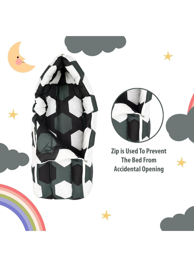 Divine Casa Baby Sleeping Bag Carry Nest Cotton Baby Bedding for New Born Infant Unisex 3 in 1 Baby Bed 0 to 4 Months Tawny Olive