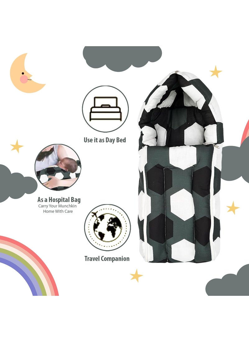 Divine Casa Baby Sleeping Bag Carry Nest Cotton Baby Bedding for New Born Infant Unisex 3 in 1 Baby Bed 0 to 4 Months Tawny Olive