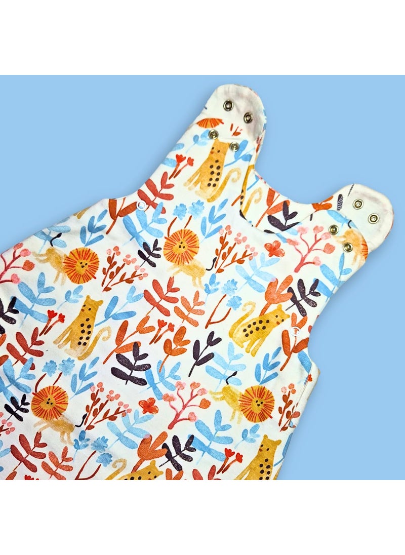 TuddyBuddy Baby Cotton Wearable Quilted Sleeping Bag Blanket 15 Tog with 2 Way Zipper Closure Ideal for Babies Kids Hypoallergenic Fabrics Lions Leaves Floral 06 Months