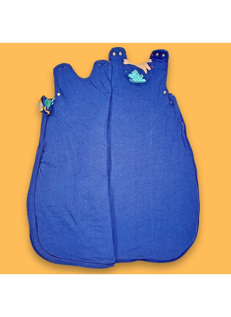 TuddyBuddy Baby Cotton Wearable Quilted Sleeping Bag Blanket 15 Tog with 2 Way Zipper Closure Ideal for Babies Kids Hypoallergenic Fabrics Animal Kigdom Dark Blue 06 Months