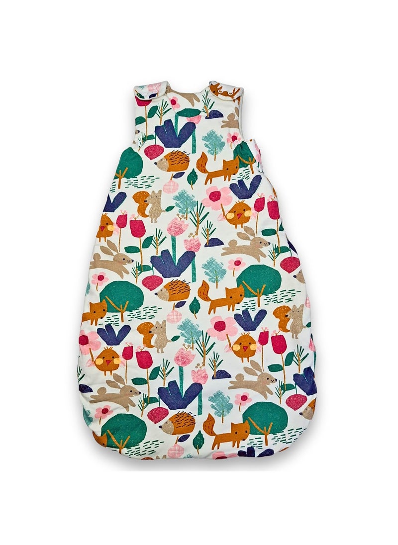 TuddyBuddy Baby Cotton Wearable Quilted Sleeping Bag Blanket 15 Tog with 2 Way Zipper Closure Ideal for Babies Kids Hypoallergenic Fabrics Animal Kigdom White 06 Months