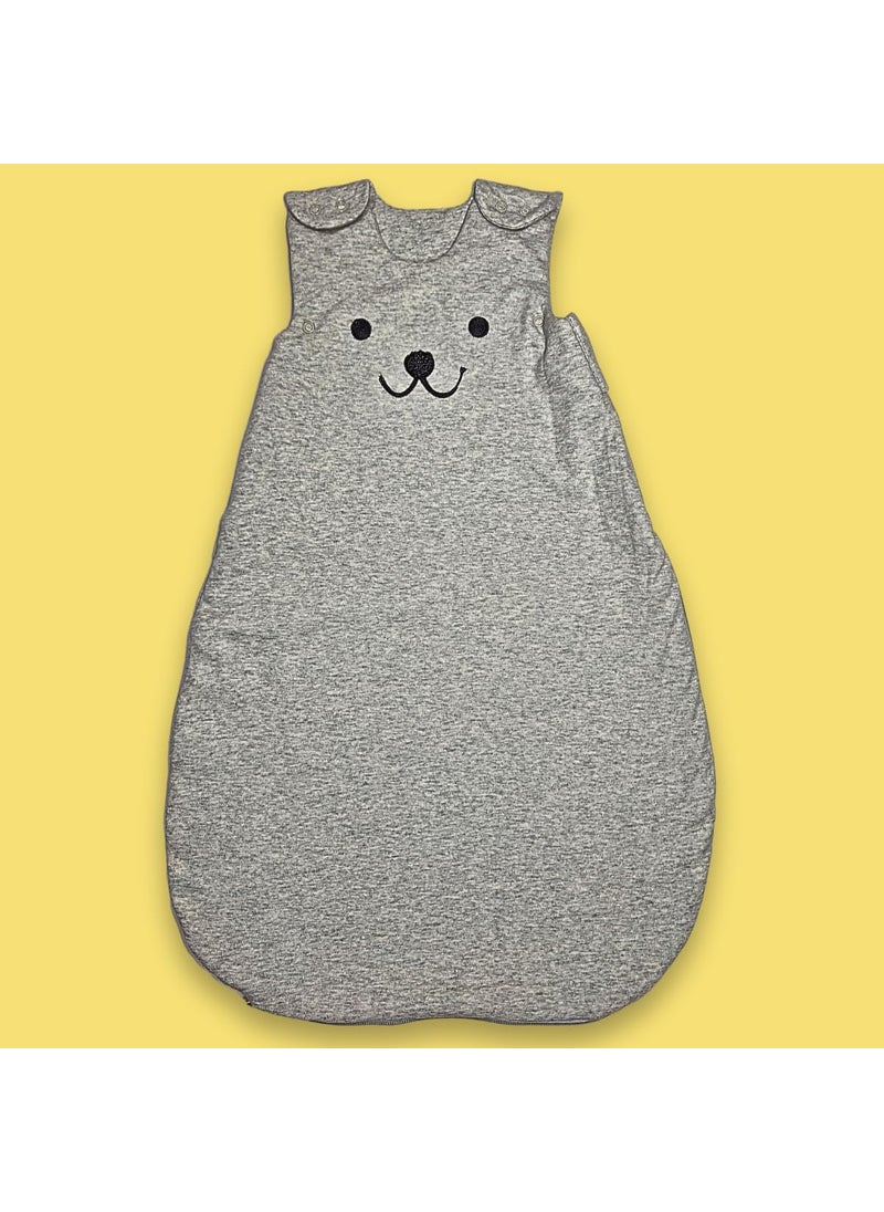 TuddyBuddy Baby Cotton Wearable Quilted Sleeping Bag Blanket 15 Tog with 2 Way Zipper Closure Ideal for Babies Kids Hypoallergenic Fabrics Grey Elephants 06 Months