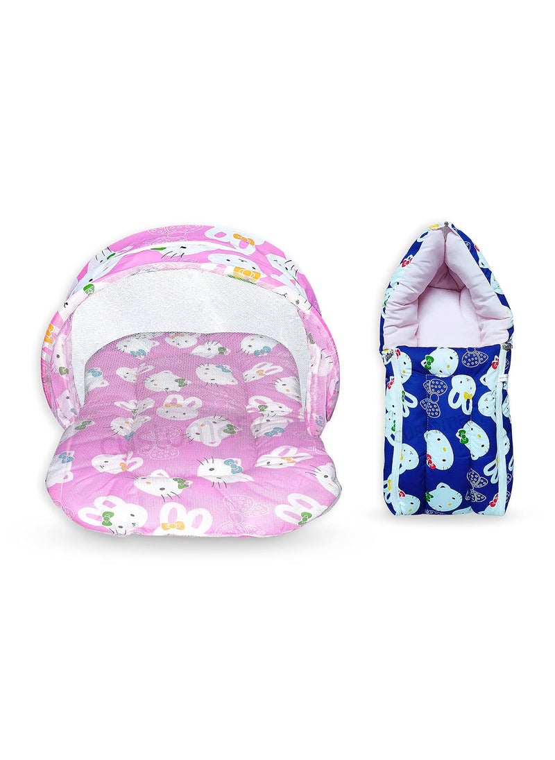 CUSTOMARY New Born Baby Mattress with Mosquito Net Sleeping Bag Combo Gift Set