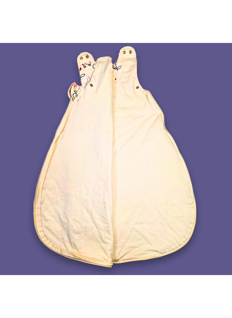 TuddyBuddy Baby Cotton Wearable Quilted Sleeping Bag Blanket 15 Tog with 2 Way Zipper Closure Ideal for Babies Kids Hypoallergenic Fabrics Butterflies Off White 06 Months
