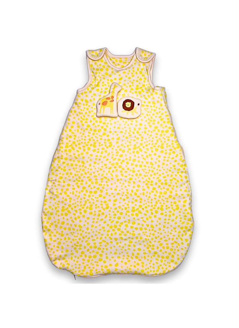 TuddyBuddy Baby Cotton Wearable Quilted Sleeping Bag Blanket 15 Tog with 2 Way Zipper Closure Ideal for Babies Kids Hypoallergenic Fabrics Yellow Dots All Over Printed 06 Months