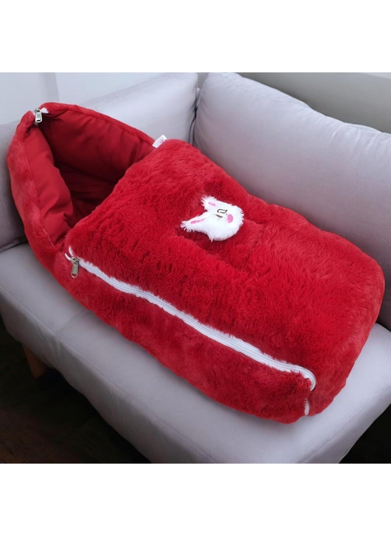 Baby Bed Sleeping Bag Carry Nest Cotton Baby Bedding for New Born Infant Portable Bassinet for Baby Carrying co Sleeping Unisex Baby Sleeping Bed Red