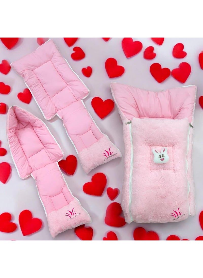 FinchGold Soft Fur Baby Sleeping Bag for 06 Months White Pink