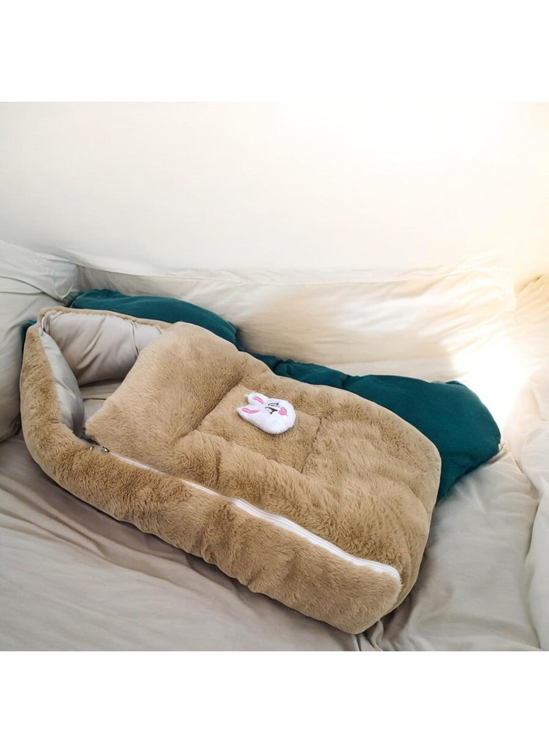 FinchGold Soft Fur Baby Sleeping Bag for 06 Months White Brown