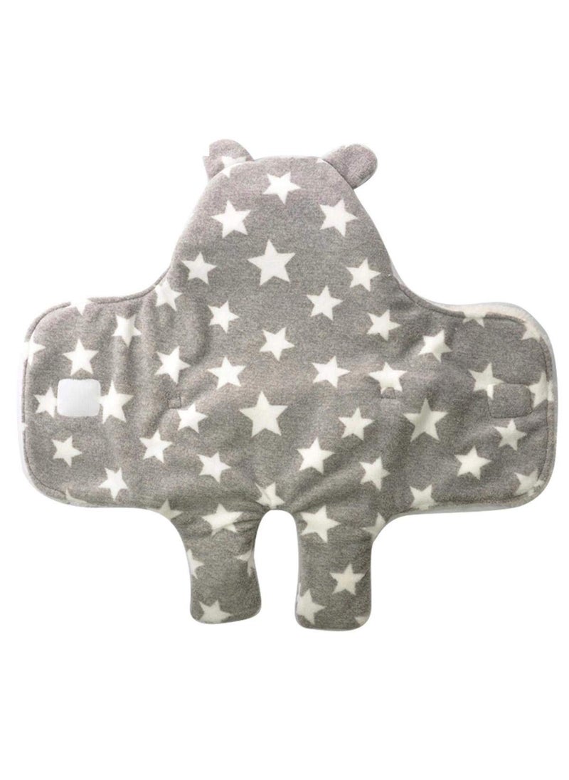 First Kick New Born Sleeping Bag Combo Pack of Super Soft Wearable Baby Wrapper Durable Fleece Polyester Cum Baby Sleeping Bag for Baby Boys Girls 76cm x 70cm 06 Months Pack of 2 Stars Grey Blue