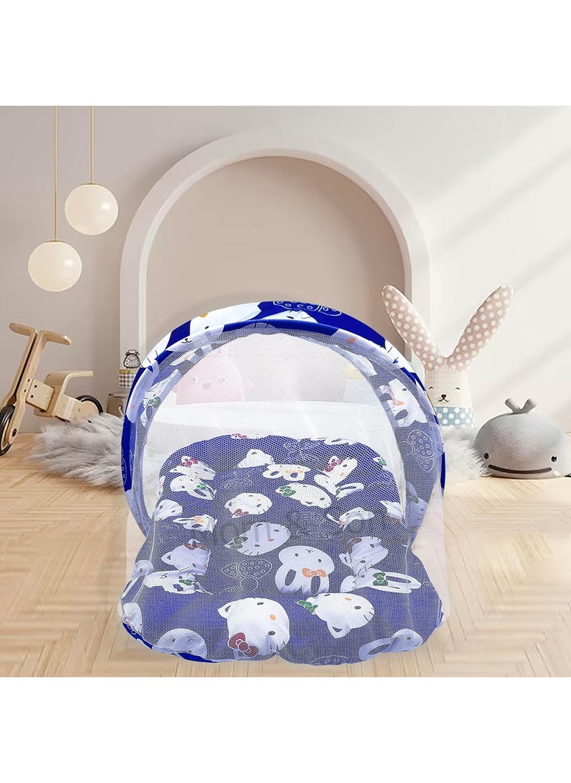 MOM SON New Born Baby Mattress with Mosquito Net Sleeping Bag Combo Gift Set 03 Months Blue Kitty Green Kitty