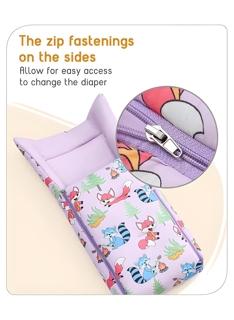 3 in 1 Baby Sleeping Bag Carry Nest Cotton Bedding Set for Infants New Born Baby PortableTravel Skin Friendly Light PURPULE